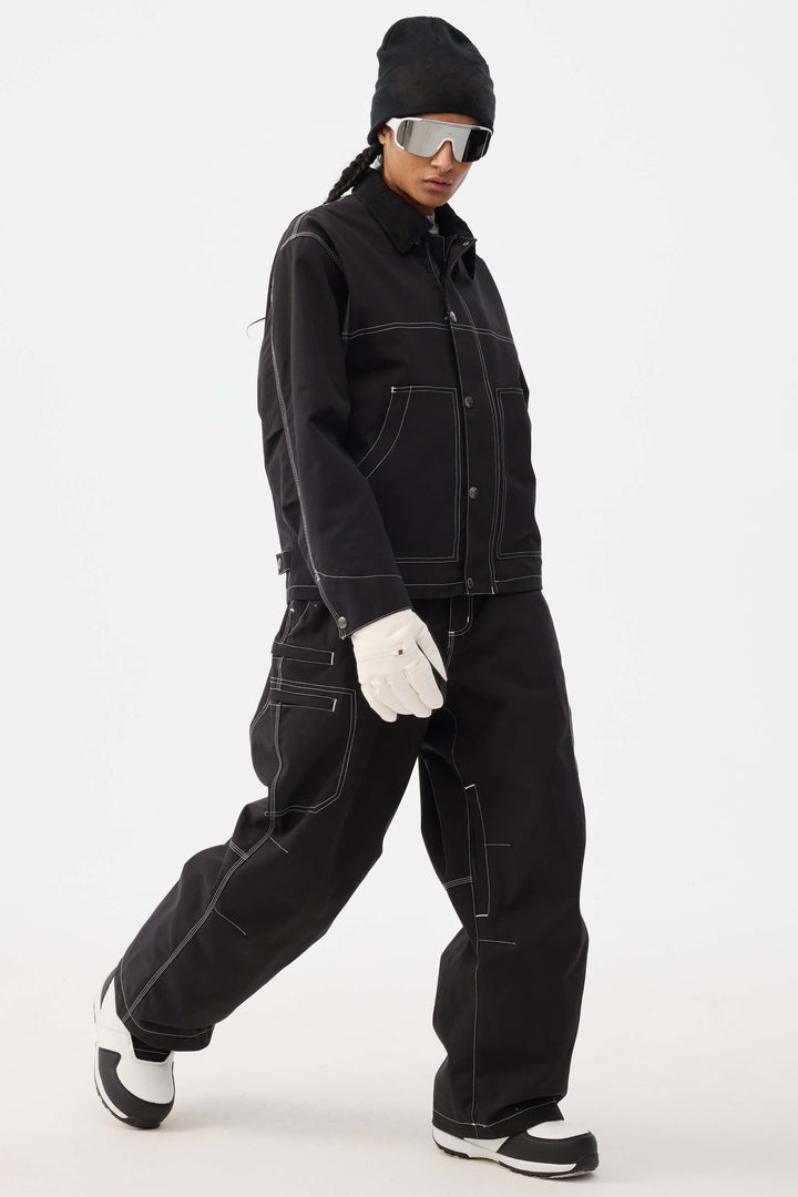 Naisten khakinväriset strukturoidut Heritage-työhousut kontrastitikkaustekniikalla