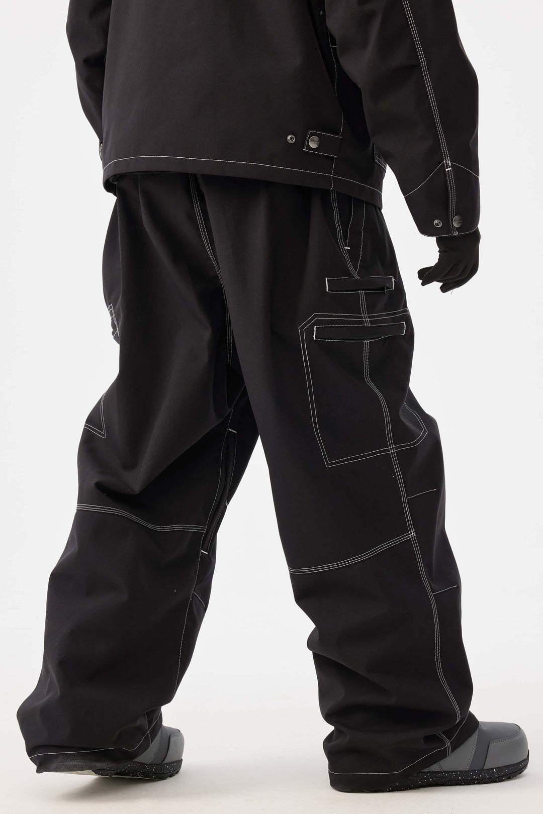 Zwarte gestructureerde werkkleding Heritage sneeuwbroek met contrasterende stiksels voor heren