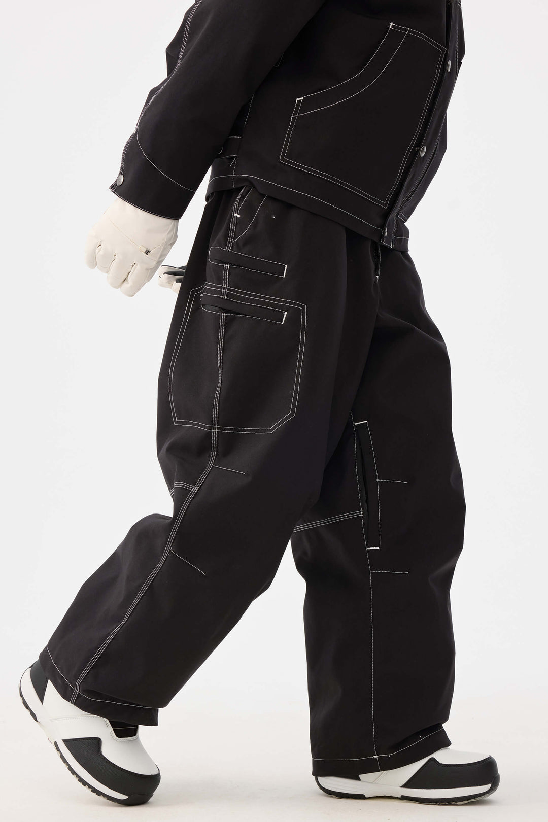 Dámské černé strukturované pracovní kalhoty Heritage s kontrastním prošíváním