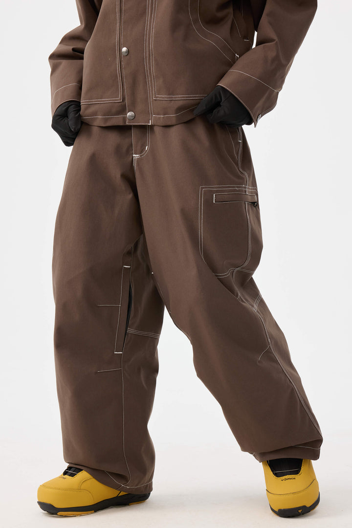 Naisten khakinväriset strukturoidut Heritage-työhousut kontrastitikkaustekniikalla