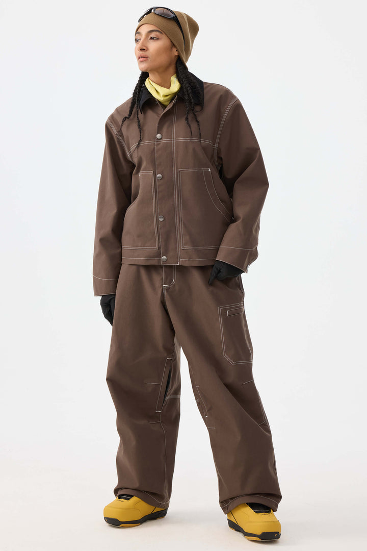 Naisten khakinväriset strukturoidut Heritage-työhousut kontrastitikkaustekniikalla