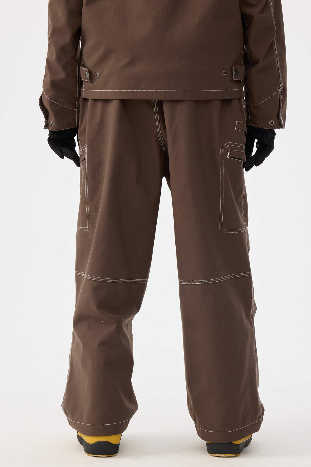 Dam Kaffefärgade strukturerade arbetskläder Heritage kontrastsömmar snöbyxor