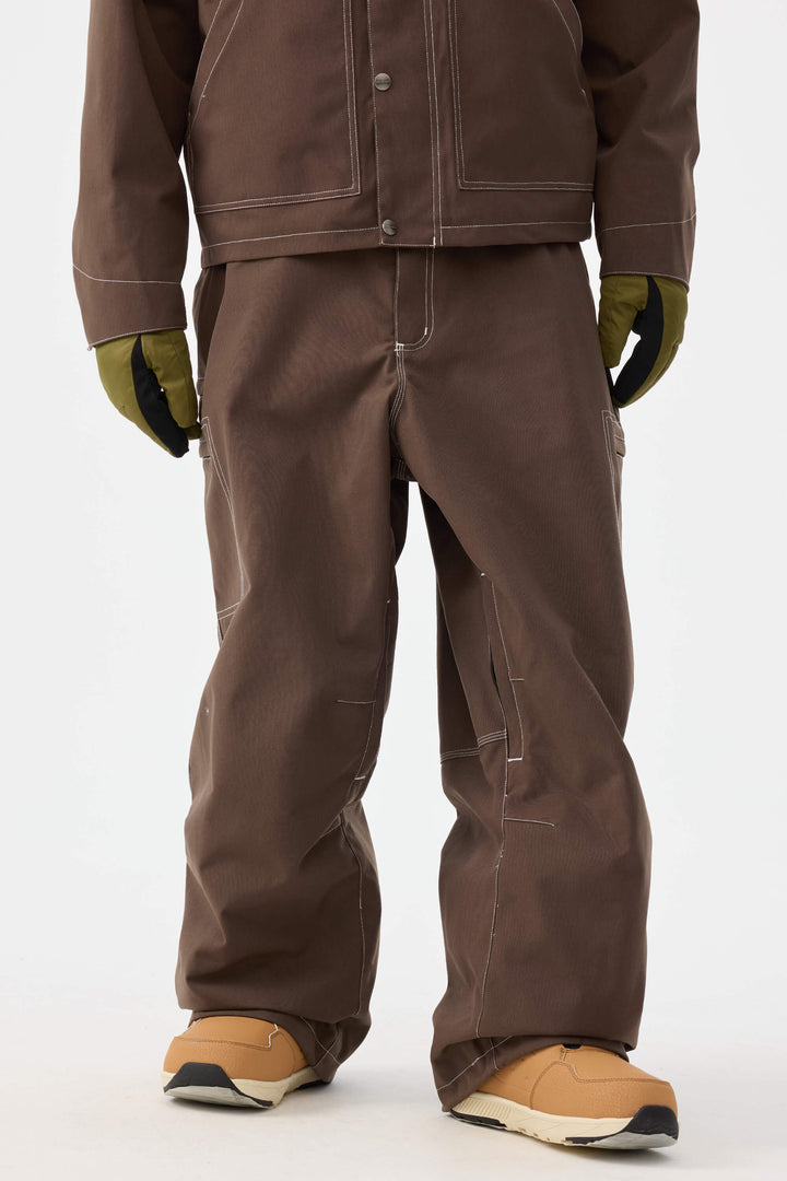 Heren Off White Structured Workwear Heritage Contrasterende Stiksels Sneeuwbroek