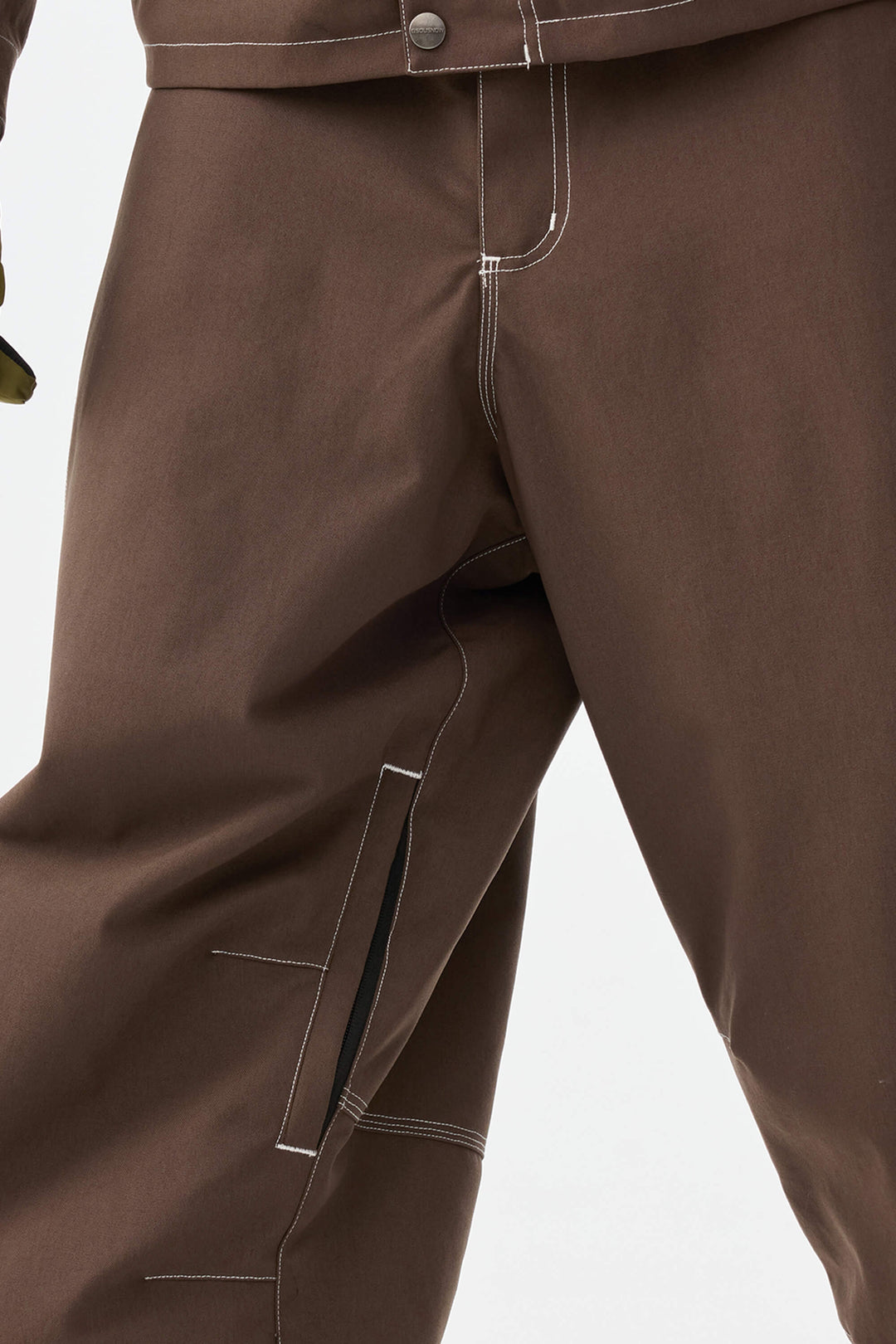 Heren koffiekleurige gestructureerde werkkleding Heritage sneeuwbroek met contrasterende stiksels
