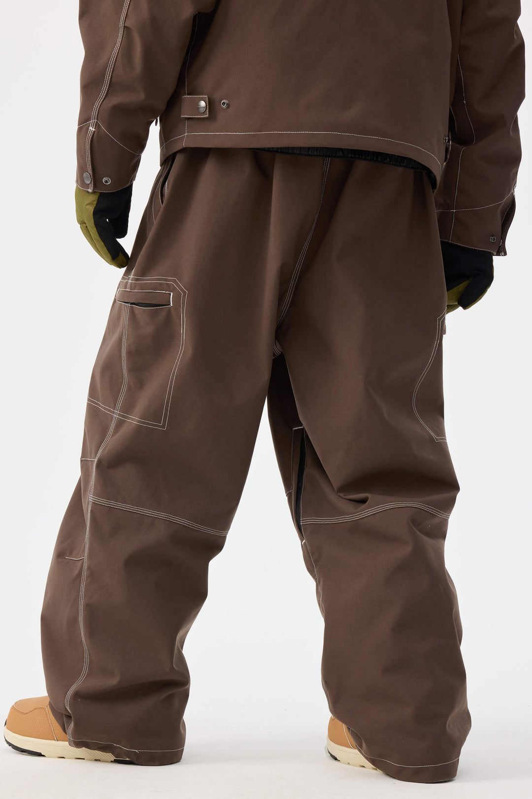 Heren koffiekleurige gestructureerde werkkleding Heritage sneeuwbroek met contrasterende stiksels