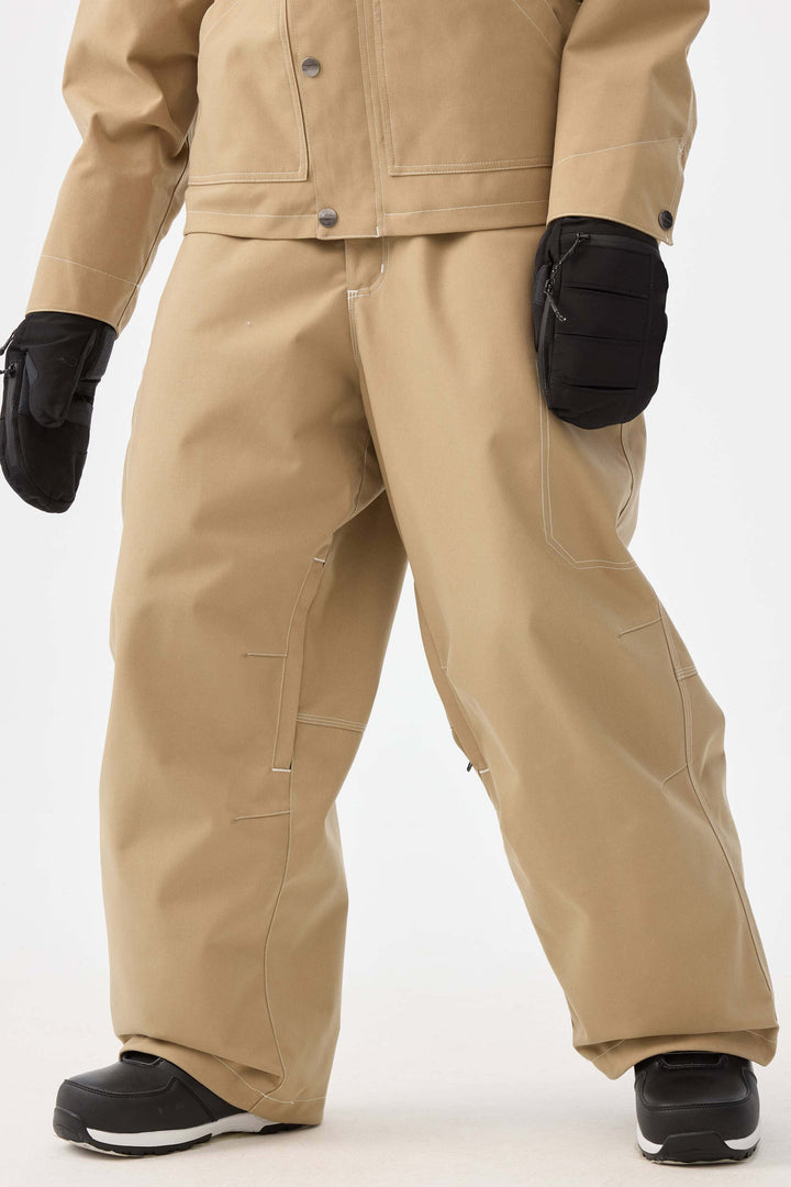 Naisten khakinväriset strukturoidut Heritage-työhousut kontrastitikkaustekniikalla