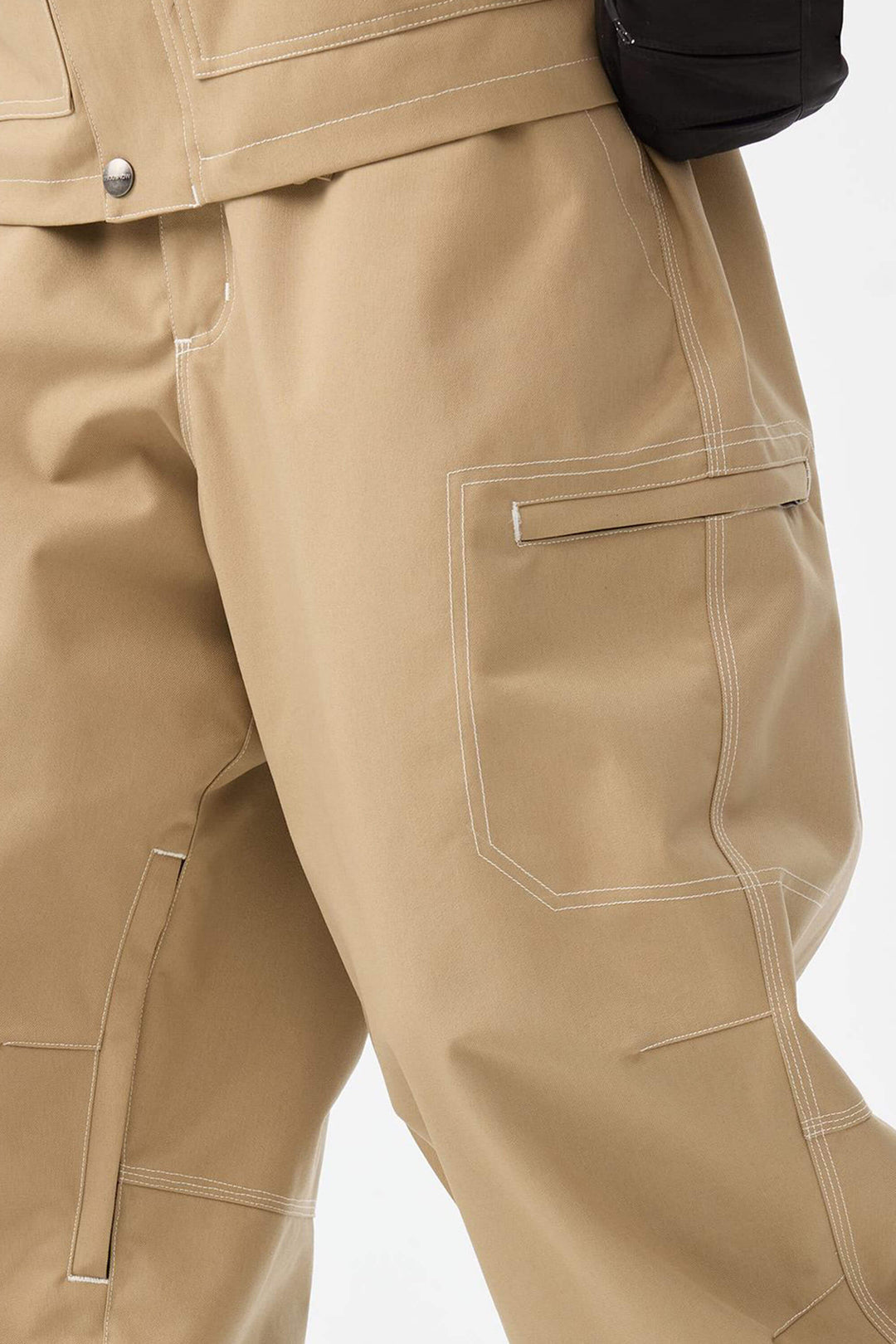 Naisten khakinväriset strukturoidut Heritage-työhousut kontrastitikkaustekniikalla