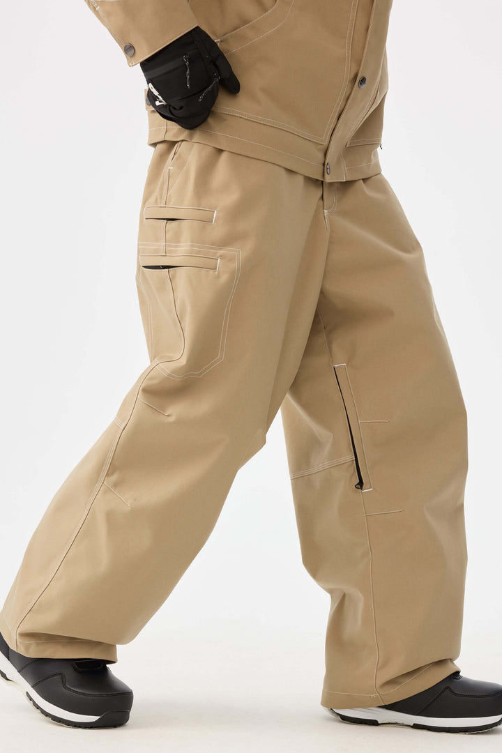 Naisten khakinväriset strukturoidut Heritage-työhousut kontrastitikkaustekniikalla