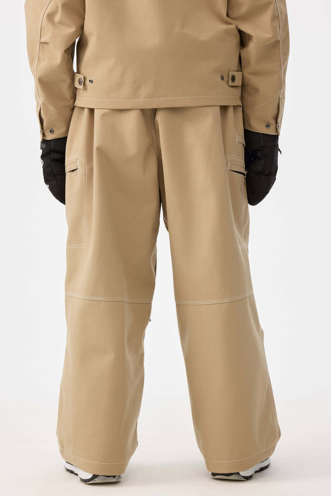 Naisten khakinväriset strukturoidut Heritage-työhousut kontrastitikkaustekniikalla