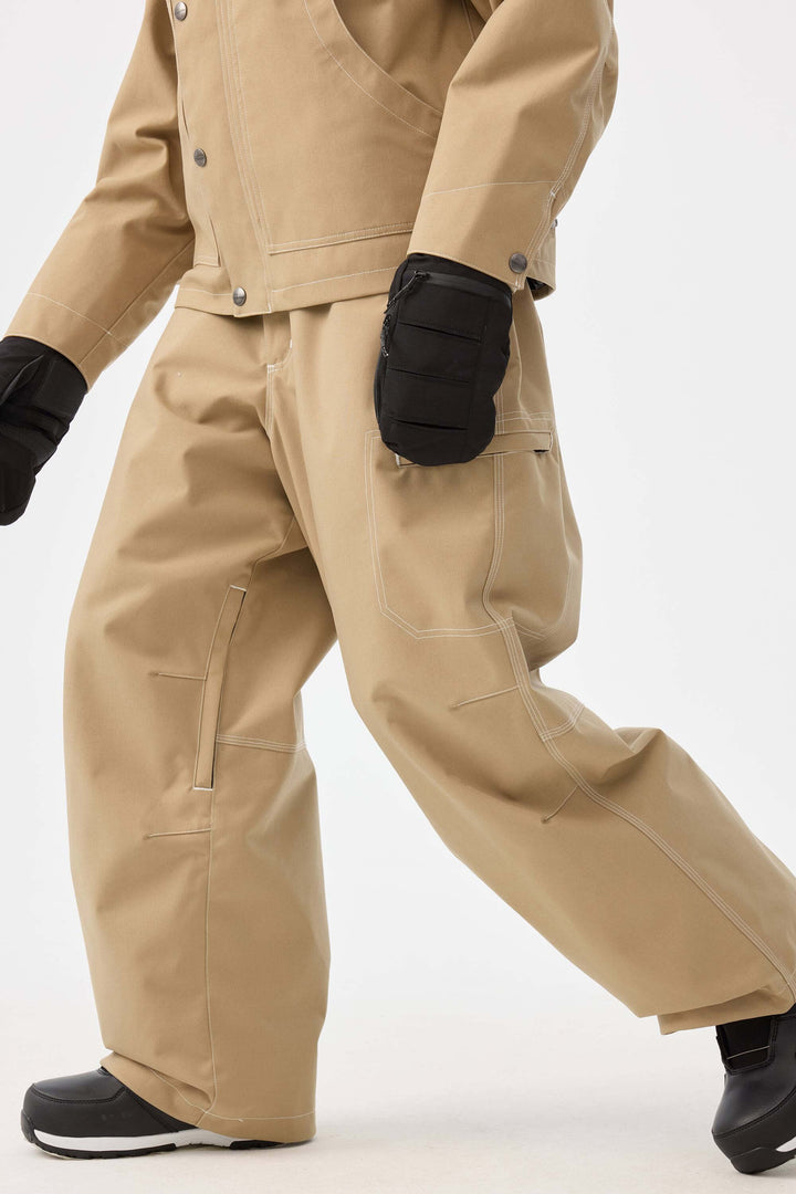 Naisten khakinväriset strukturoidut Heritage-työhousut kontrastitikkaustekniikalla