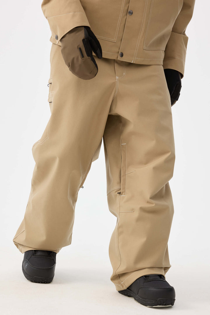 Heren Off White Structured Workwear Heritage Contrasterende Stiksels Sneeuwbroek