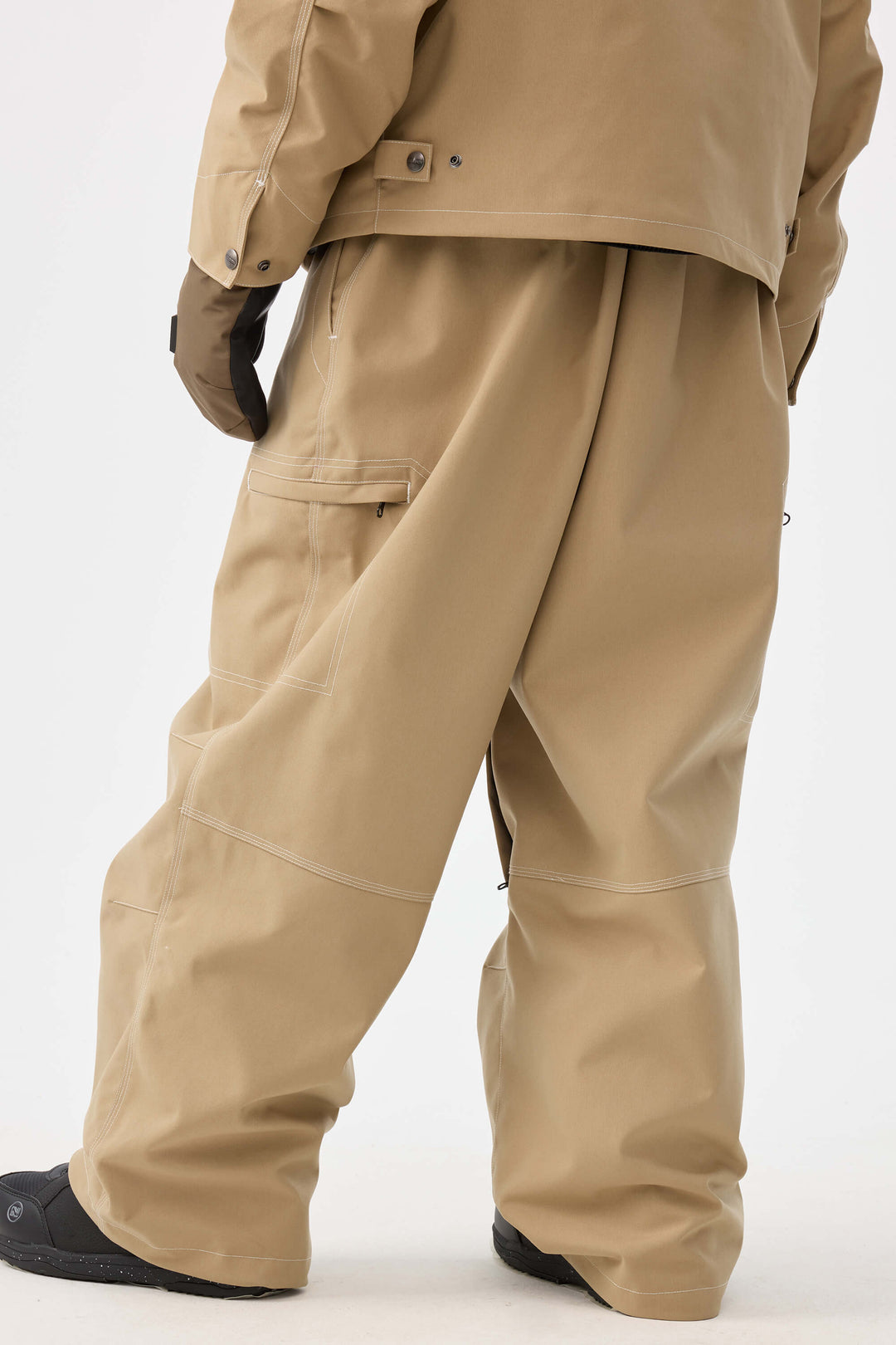 Khaki gestructureerde werkkleding Heritage sneeuwbroek met contrasterende stiksels voor heren