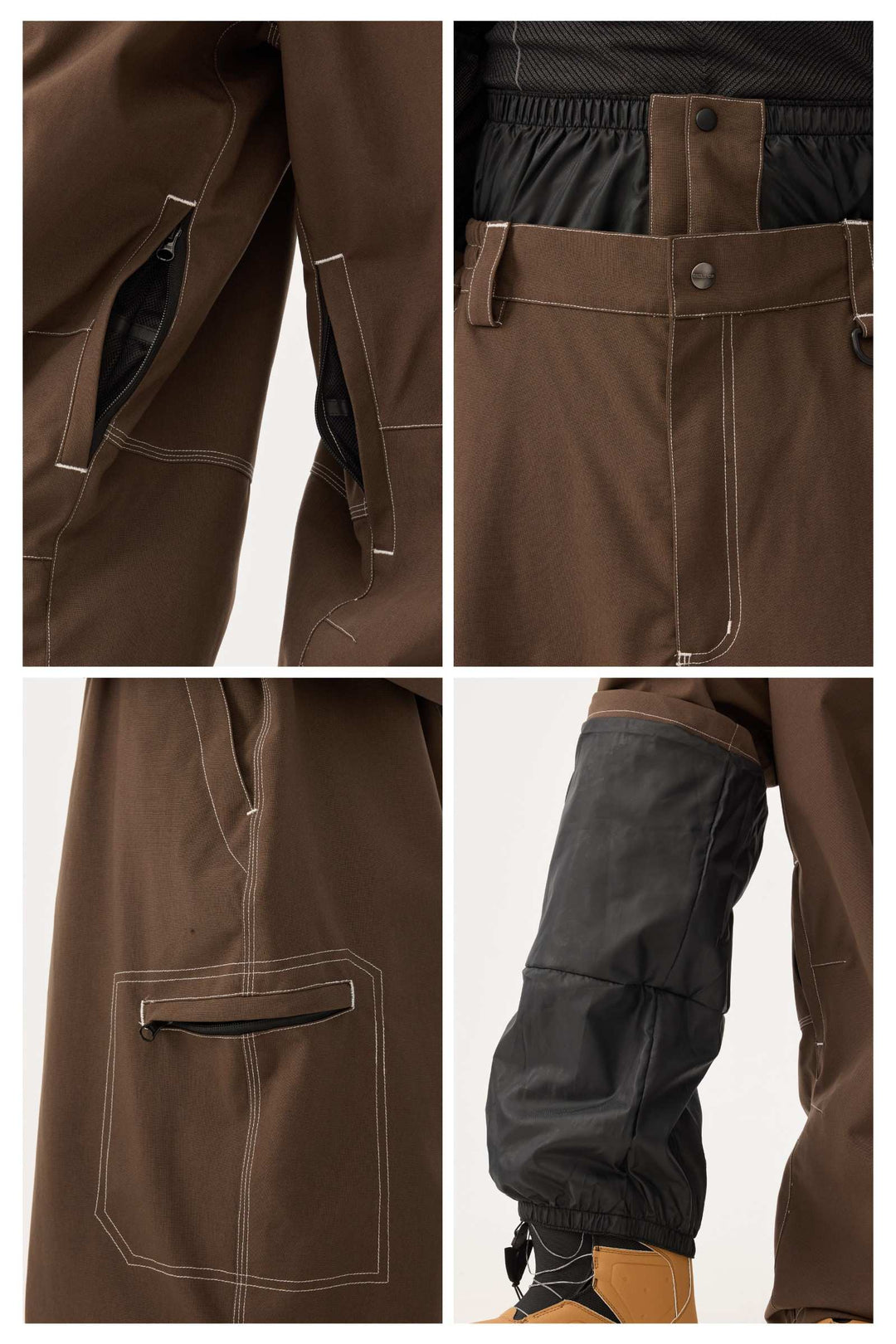 Heren Off White Structured Workwear Heritage Contrasterende Stiksels Sneeuwbroek