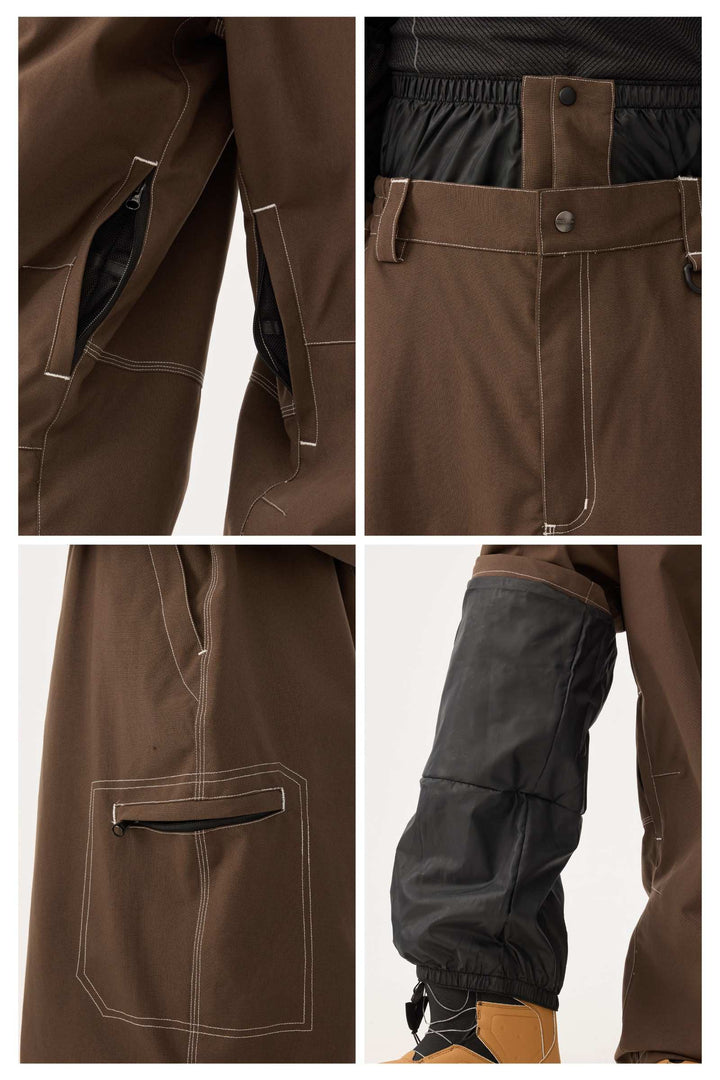 Heren Off White Structured Workwear Heritage Contrasterende Stiksels Sneeuwbroek