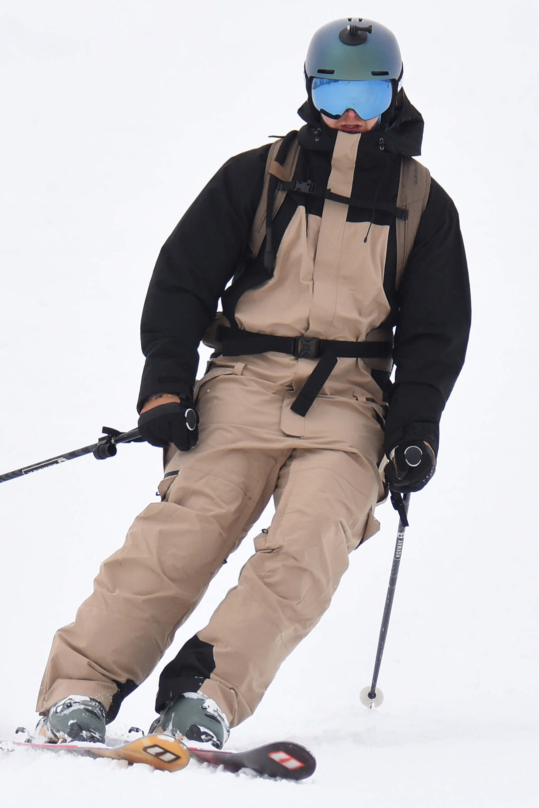 Heren Khaki & Wit Geïsoleerd Kleurblok Utility Baggy Eendelig Skipak