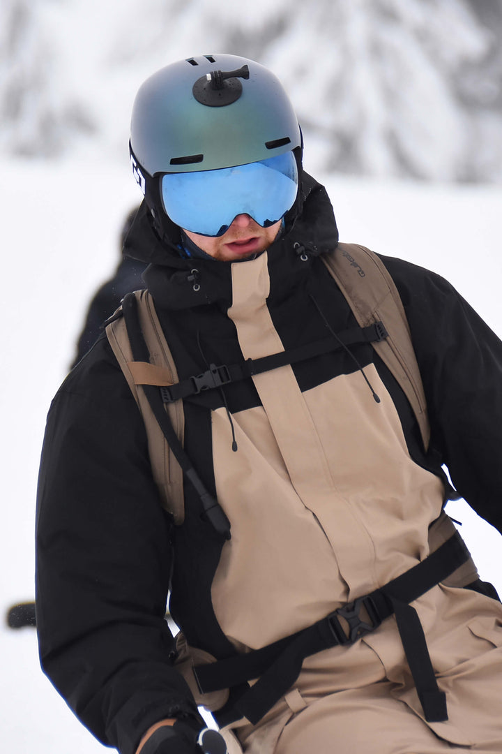 Heren Khaki & Wit Geïsoleerd Kleurblok Utility Baggy Eendelig Skipak