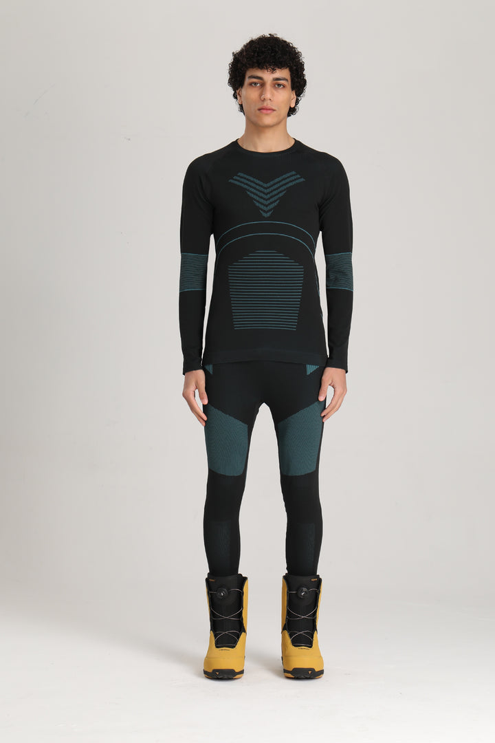 Gsou Snow Men's Dark Green Snowboard Base Layer Underwear Sets