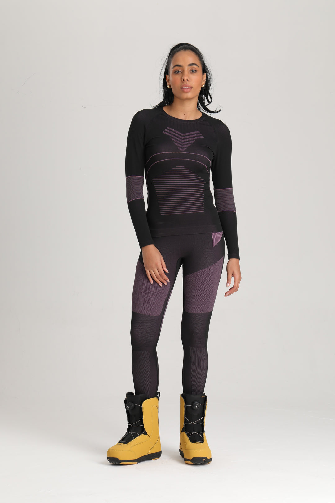 Gsou Snow Conjunto de ropa interior rosa para mujer para esquiar, de secado rápido y con función transpirable.