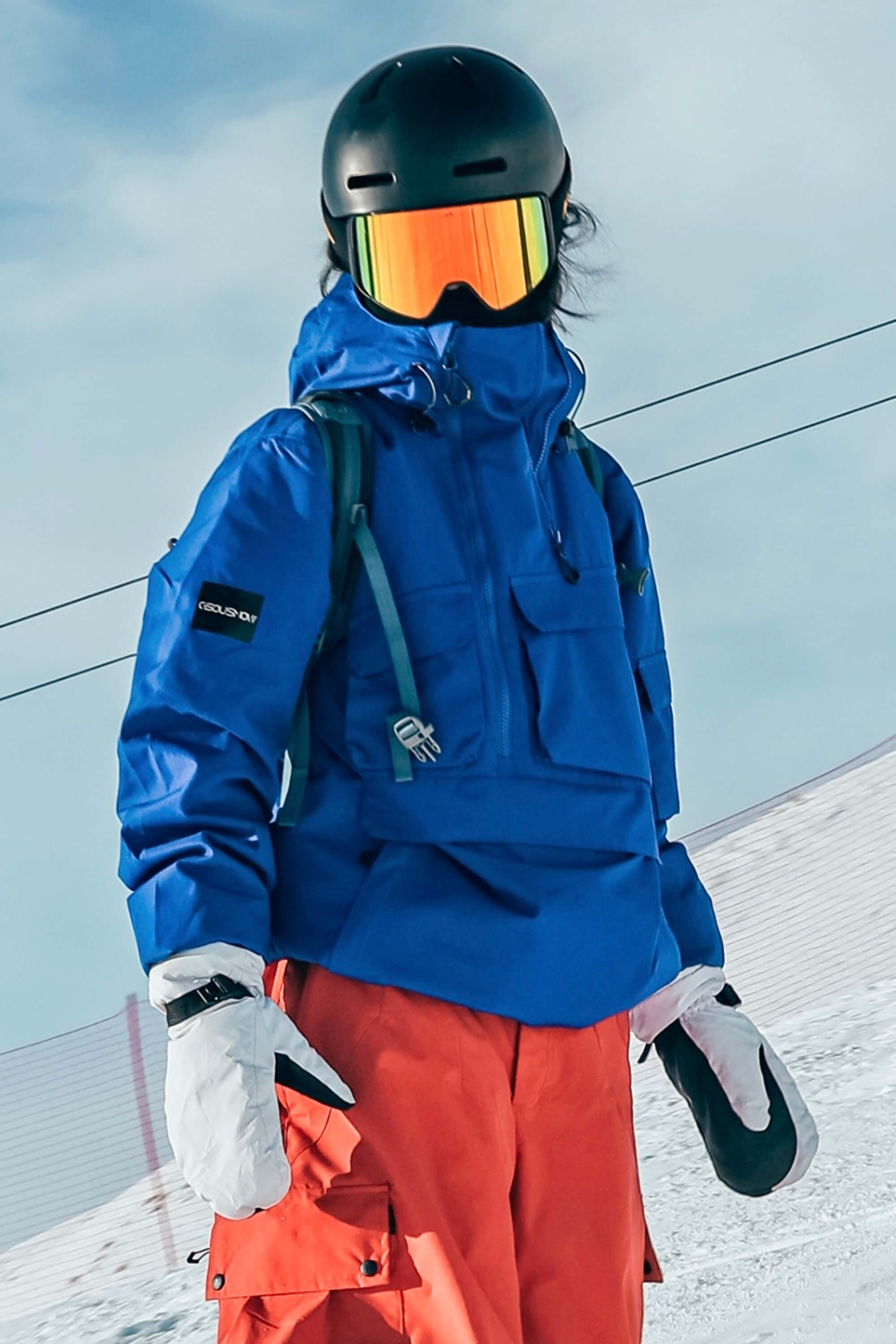 Women's Klein Blue Asymmetrical Kangaroo Pocket Waterproof