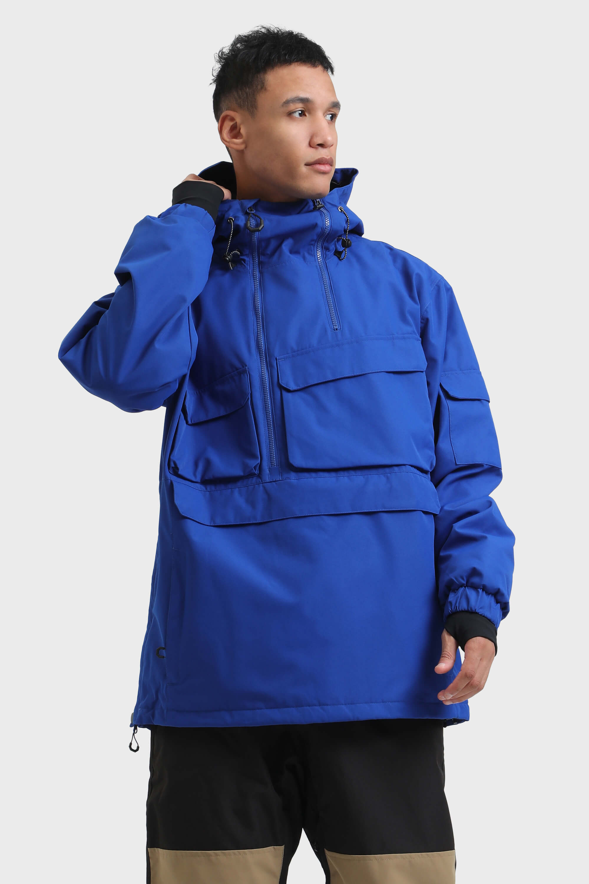 Men's Black Camo Asymmetrical Kangaroo Pocket Waterproof Insulated