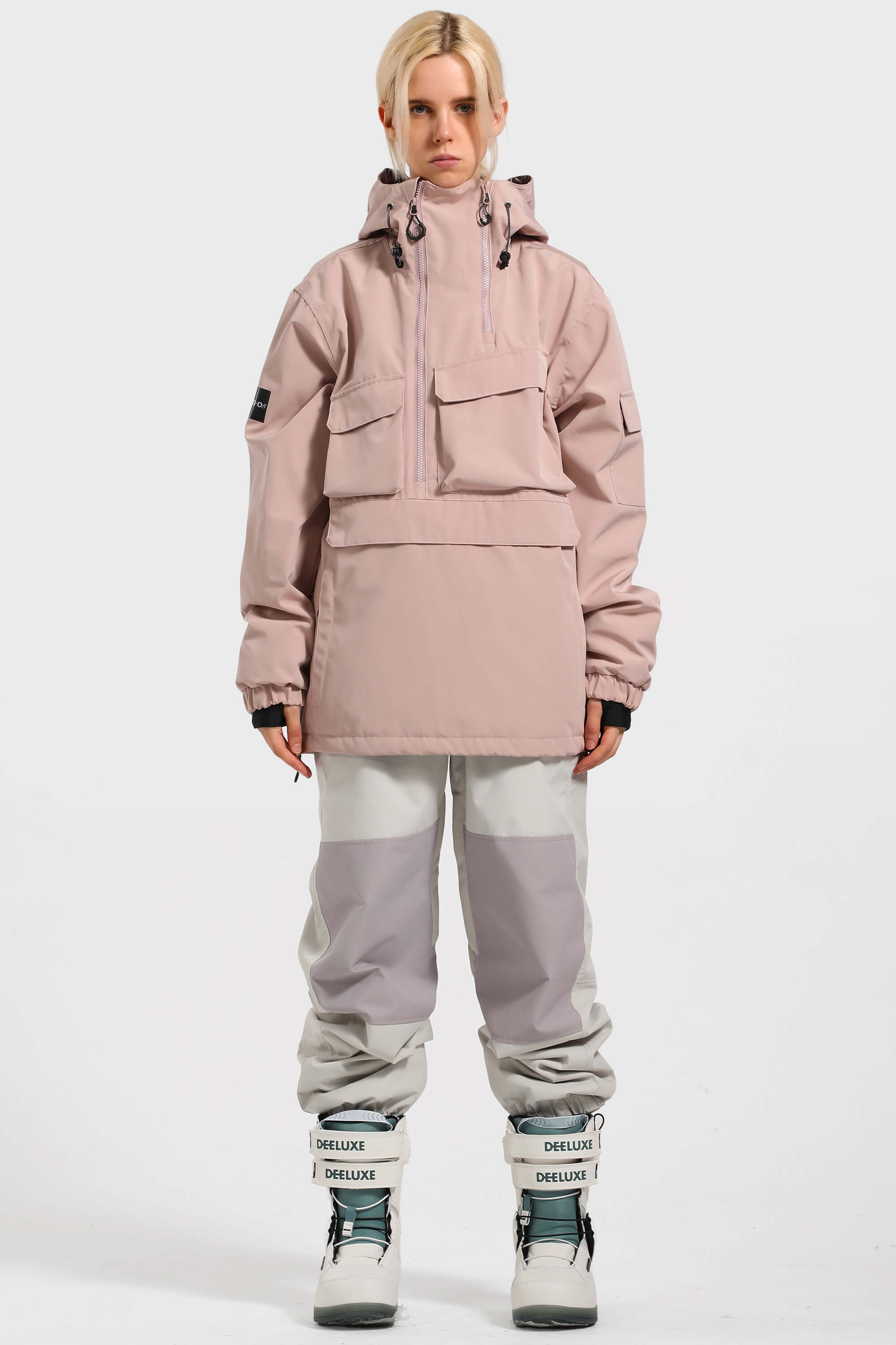 Women's Black Asymmetrical Kangaroo Pocket Waterproof Insulated