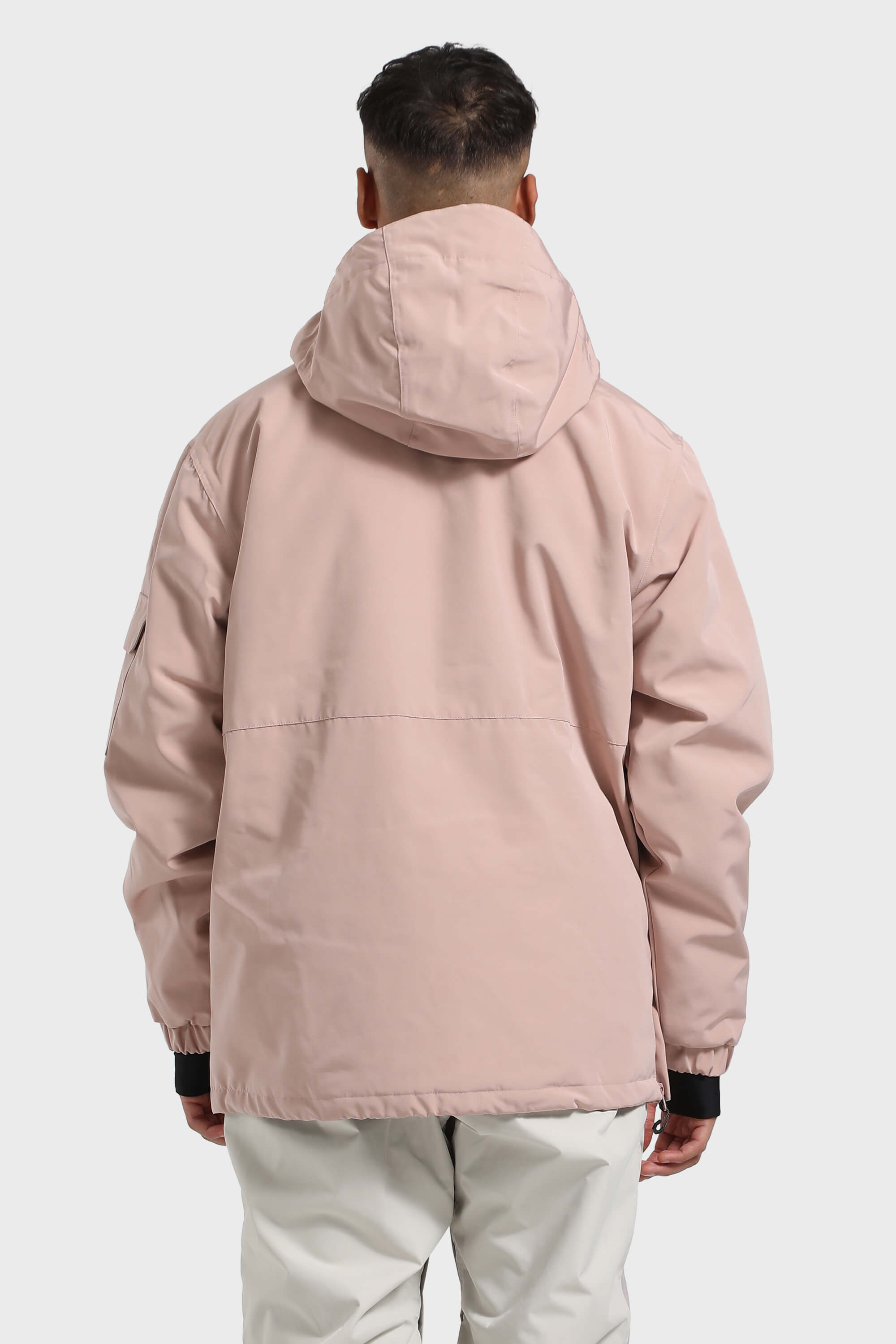 Men's Pink Asymmetrical Kangaroo Pocket Waterproof Insulated Snow