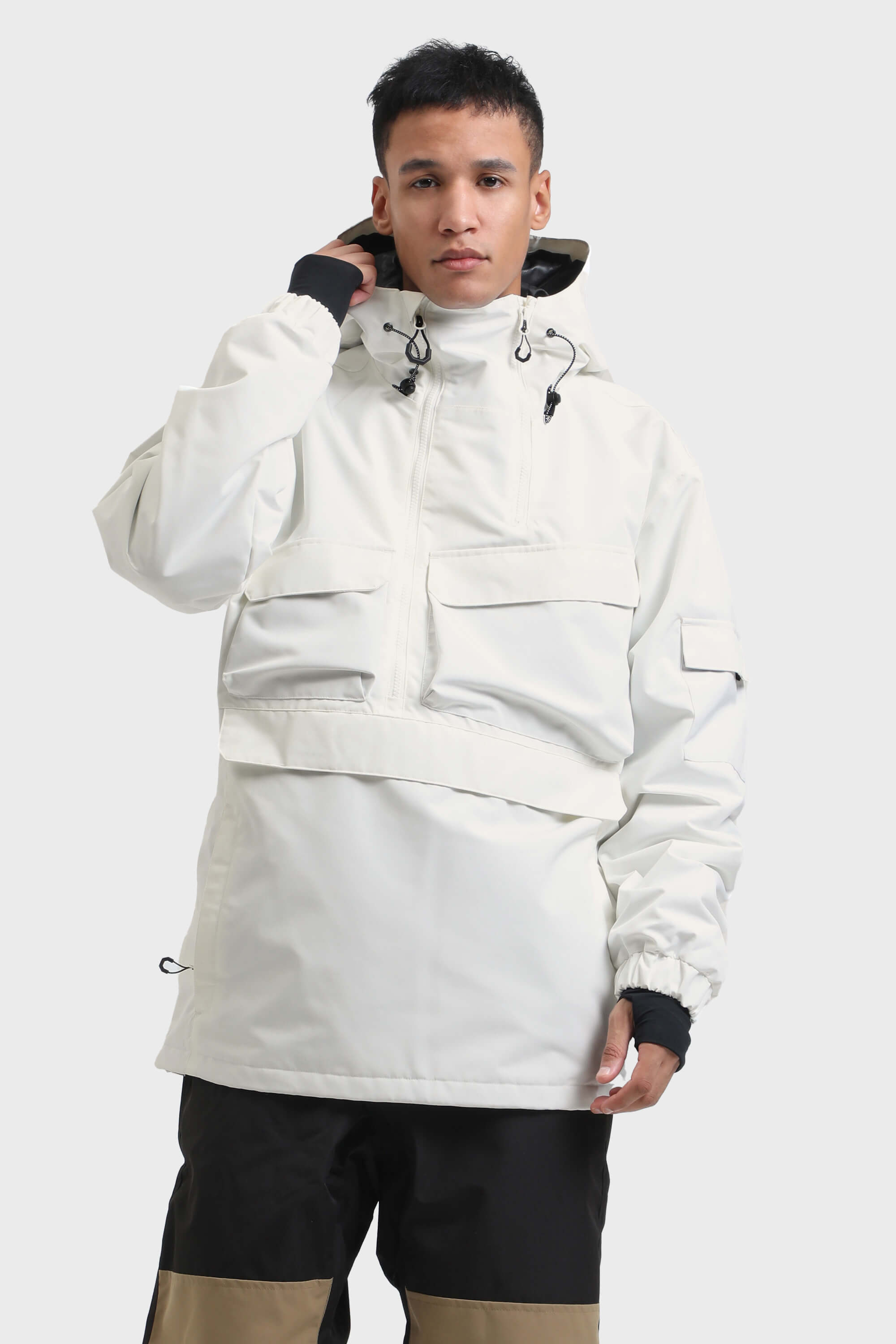 Men's Black Camo Asymmetrical Kangaroo Pocket Waterproof Insulated