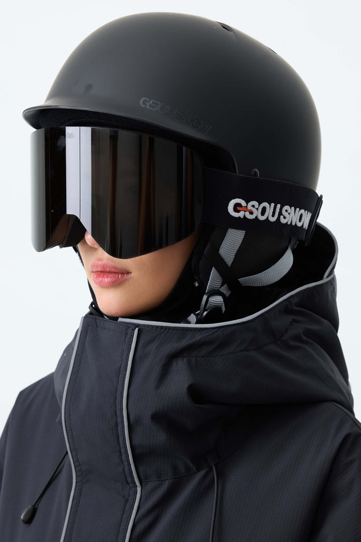 Unisex Black Classic Logo Cylindrical Magnetic Ski Goggles