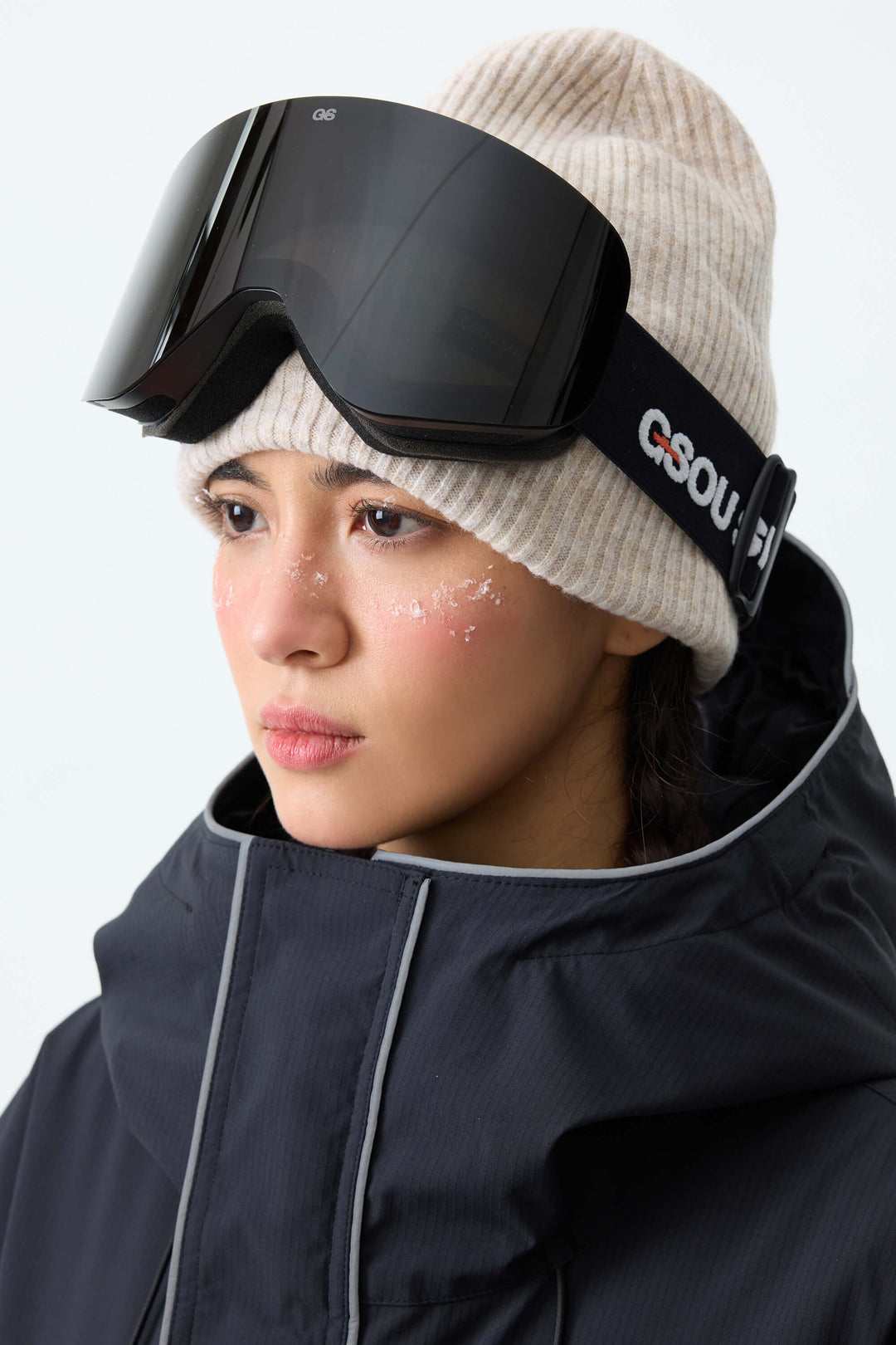 Unisex Black Classic Logo Cylindrical Magnetic Ski Goggles