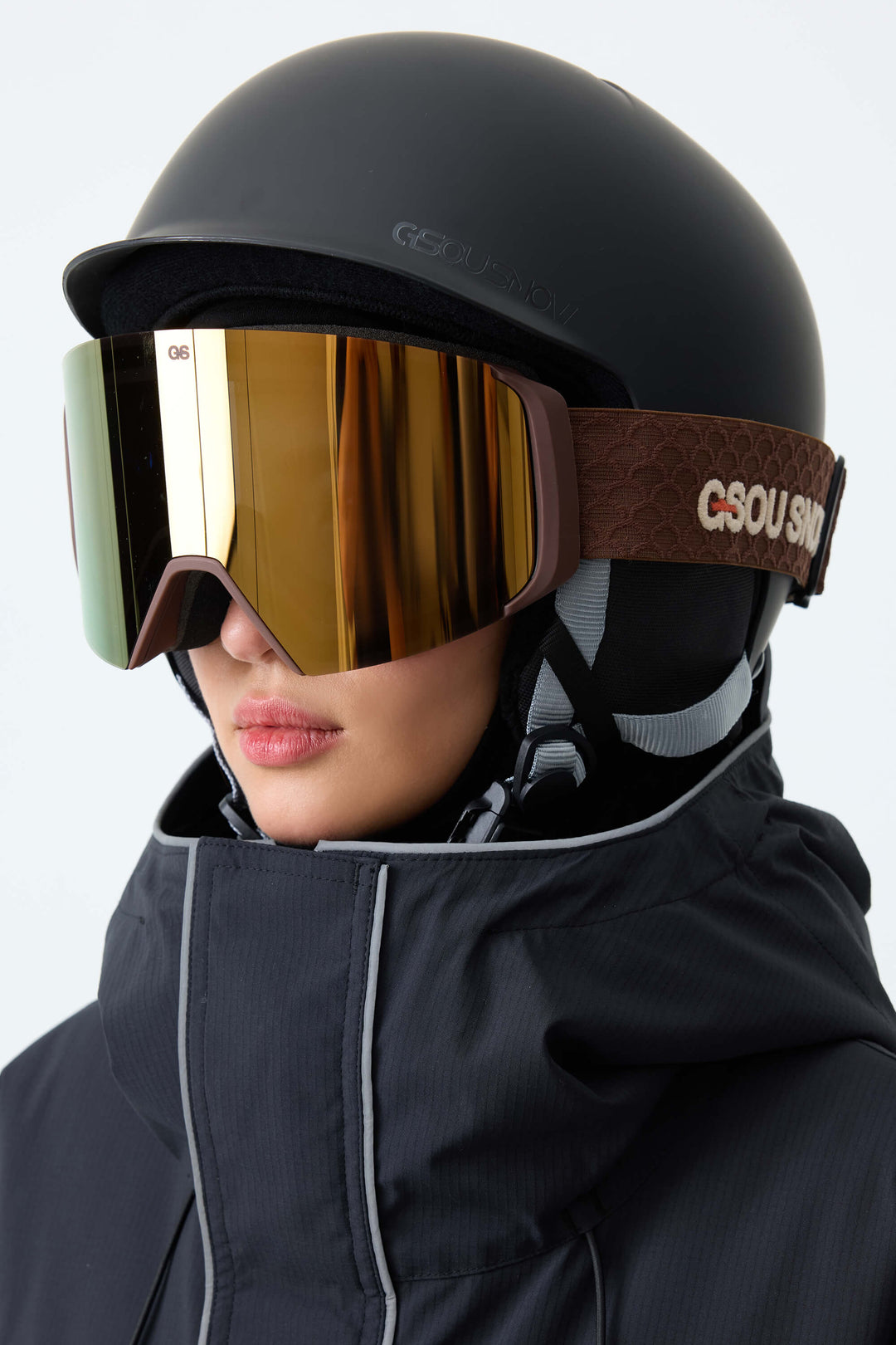 Unisex Black Classic Logo Cylindrical Magnetic Ski Goggles