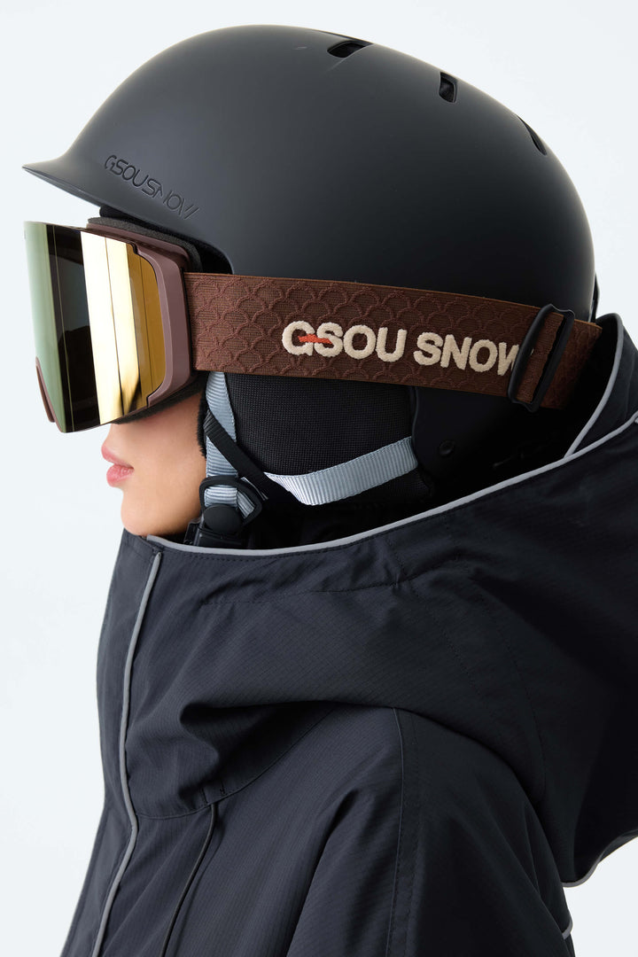Unisex Gold Classic Logo Cylindrical Magnetic Ski Goggles