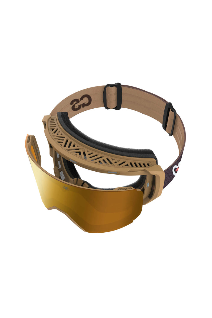 Unisex Gold Classic Logo Cylindrical Magnetic Ski Goggles