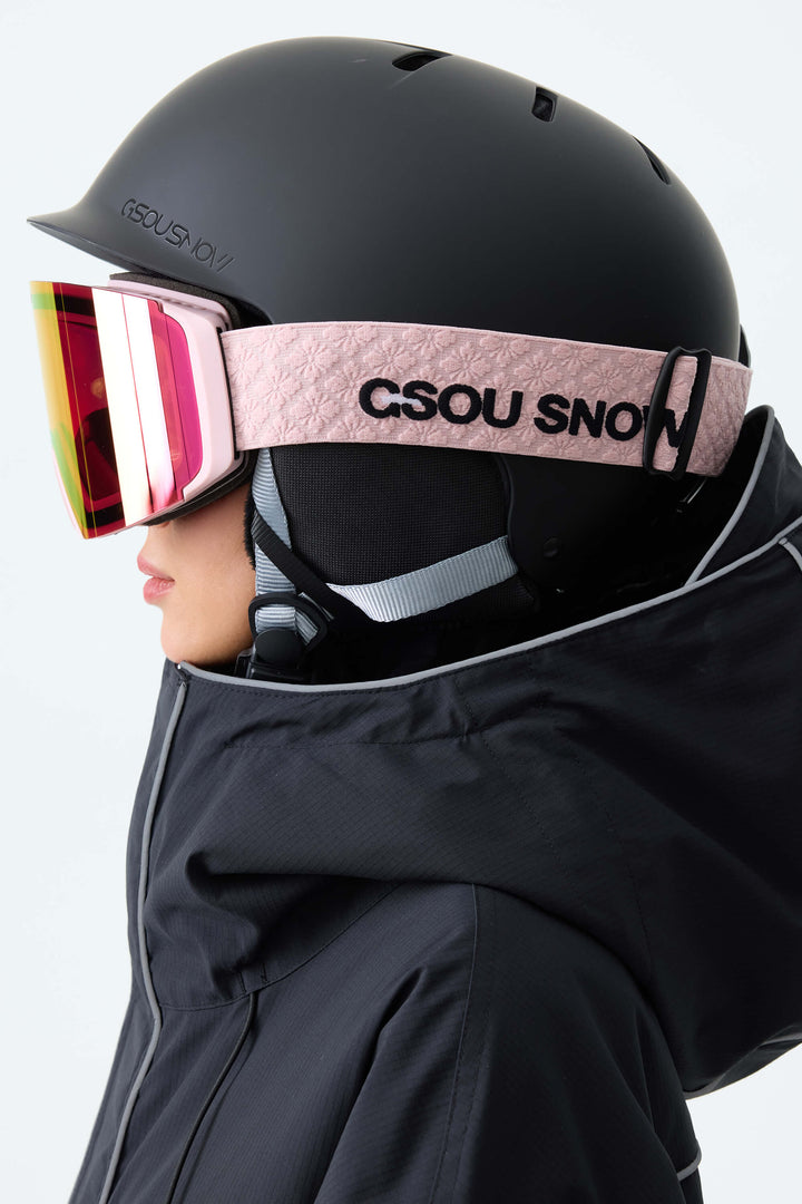 Unisex Pink Classic Logo Cylindrical Magnetic Ski Goggles