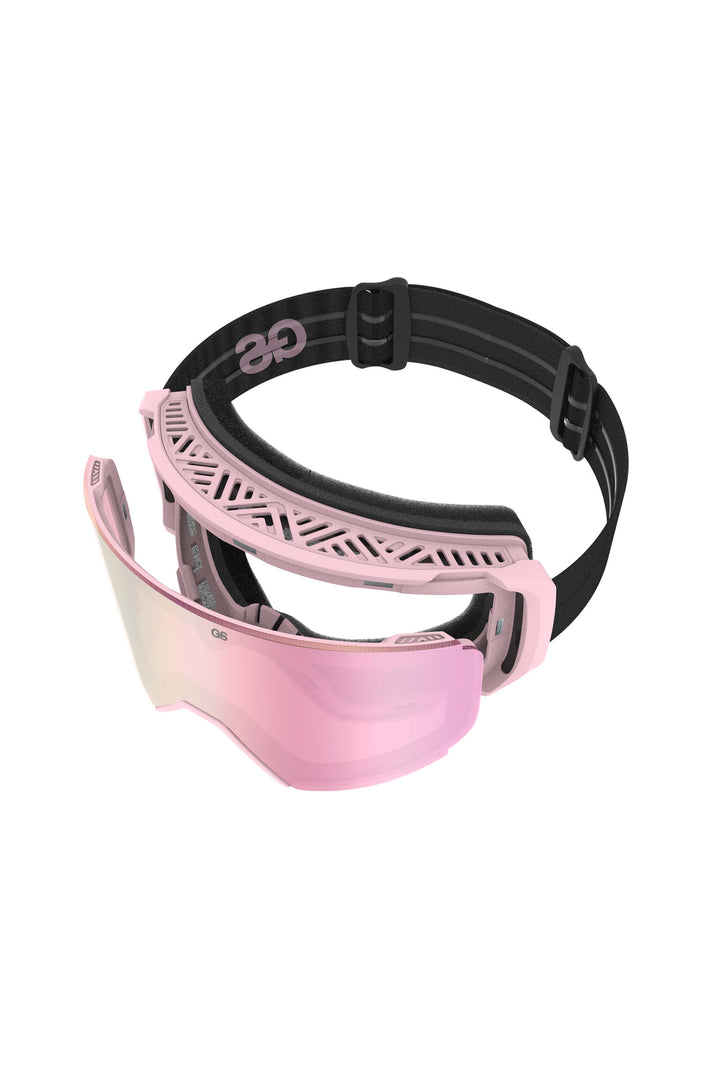 Unisex Pink Classic Logo Cylindrical Magnetic Ski Goggles