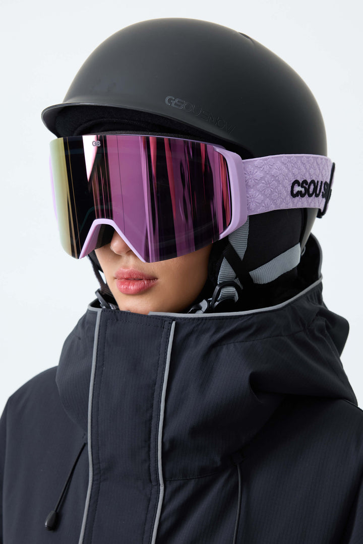 Unisex Black Classic Logo Cylindrical Magnetic Ski Goggles