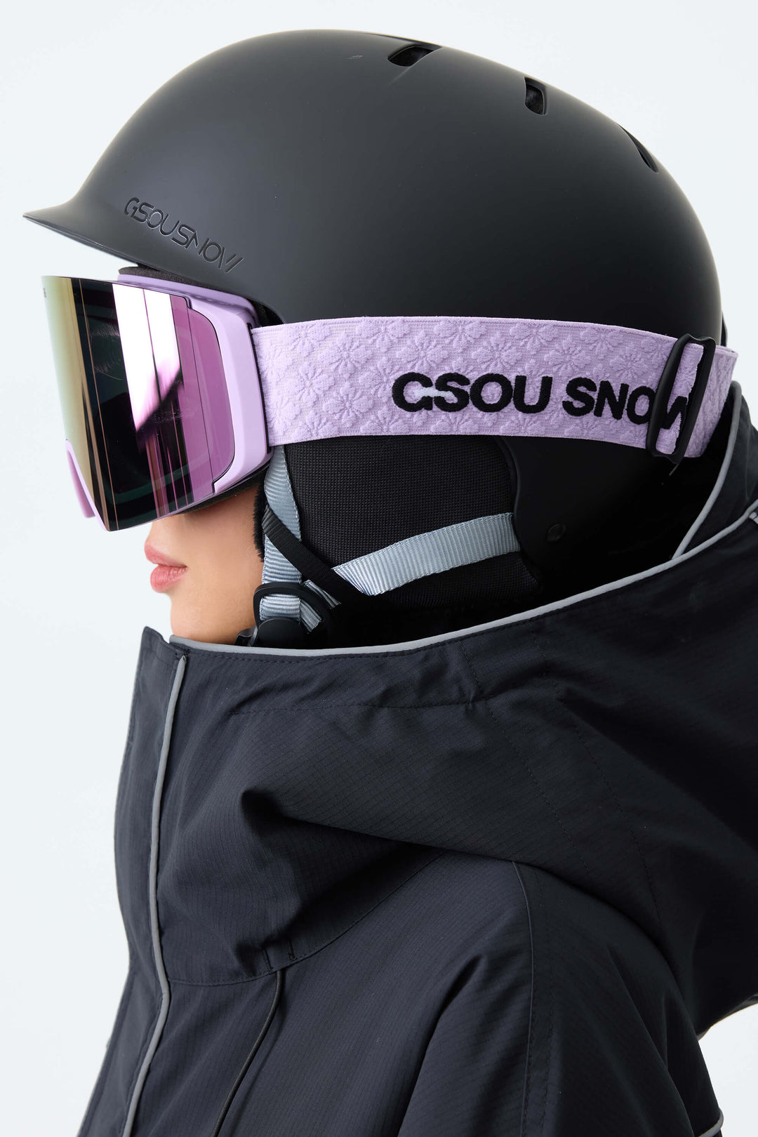 Unisex Purple Classic Logo Cylindrical Magnetic Ski Goggles