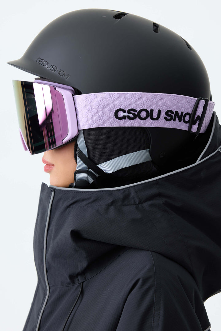 Unisex Purple Classic Logo Cylindrical Magnetic Ski Goggles