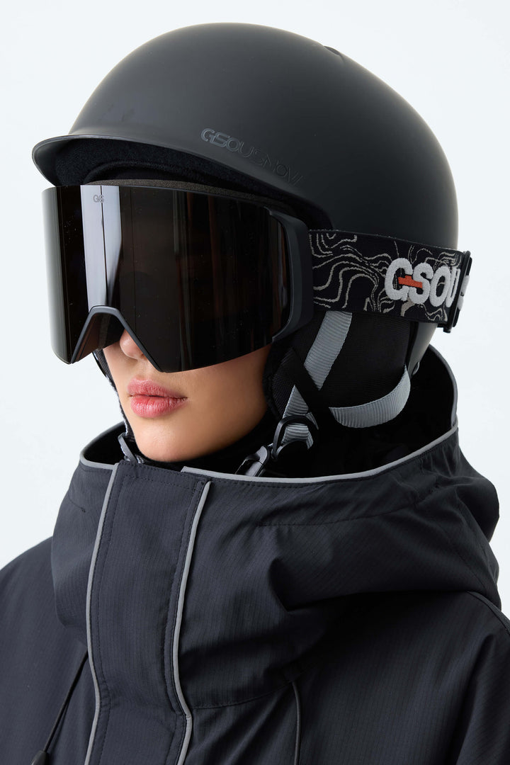 Unisex Black Bold Logo Cylindrical Magnetic Ski Goggles