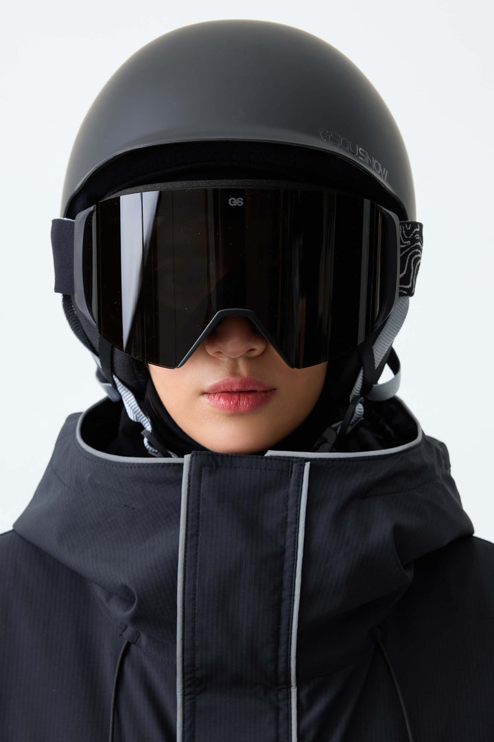Unisex Black Bold Logo Cylindrical Magnetic Ski Goggles