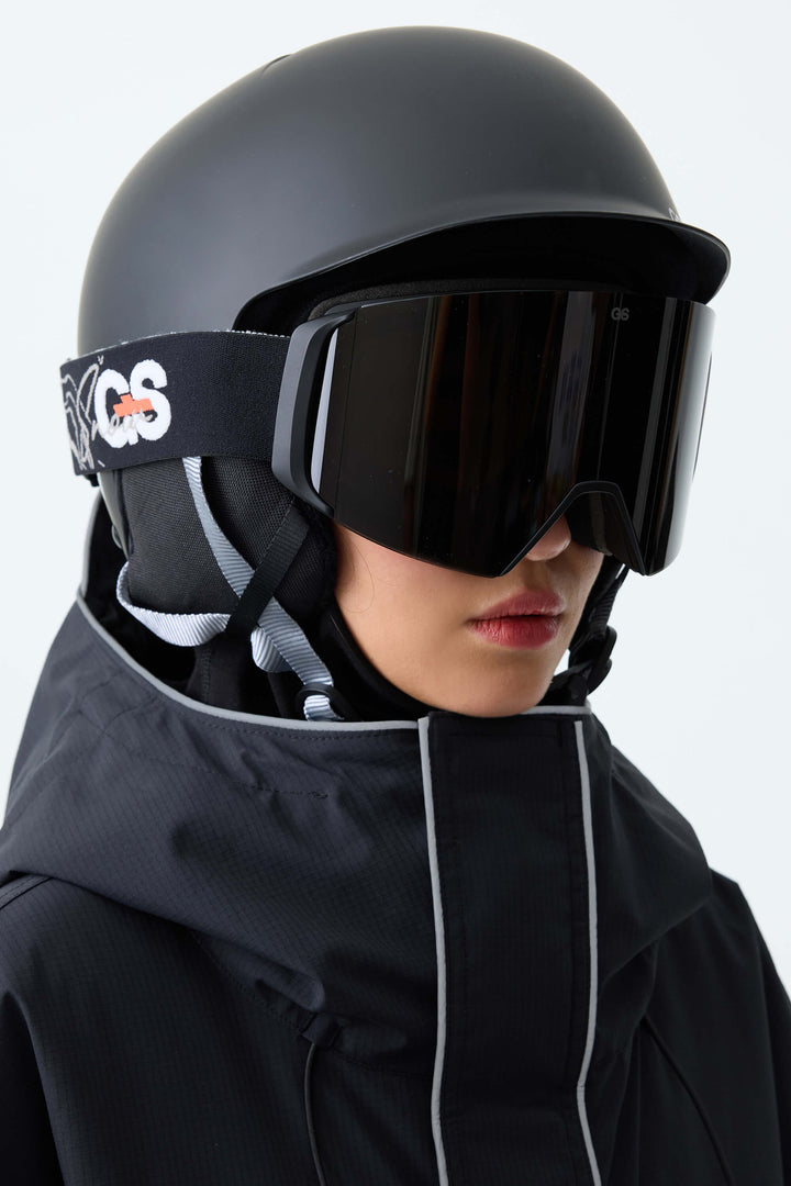 Unisex Black Bold Logo Cylindrical Magnetic Ski Goggles