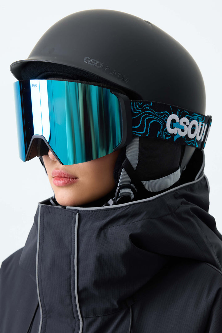 Unisex Black Bold Logo Cylindrical Magnetic Ski Goggles