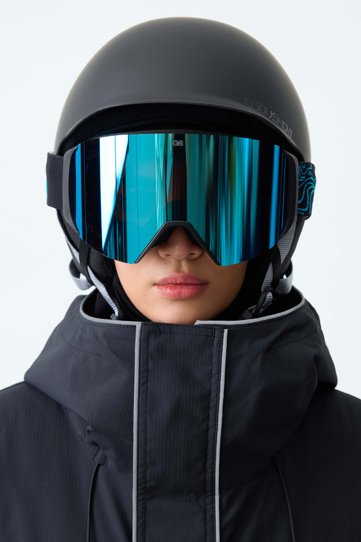 Unisex Black Bold Logo Cylindrical Magnetic Ski Goggles