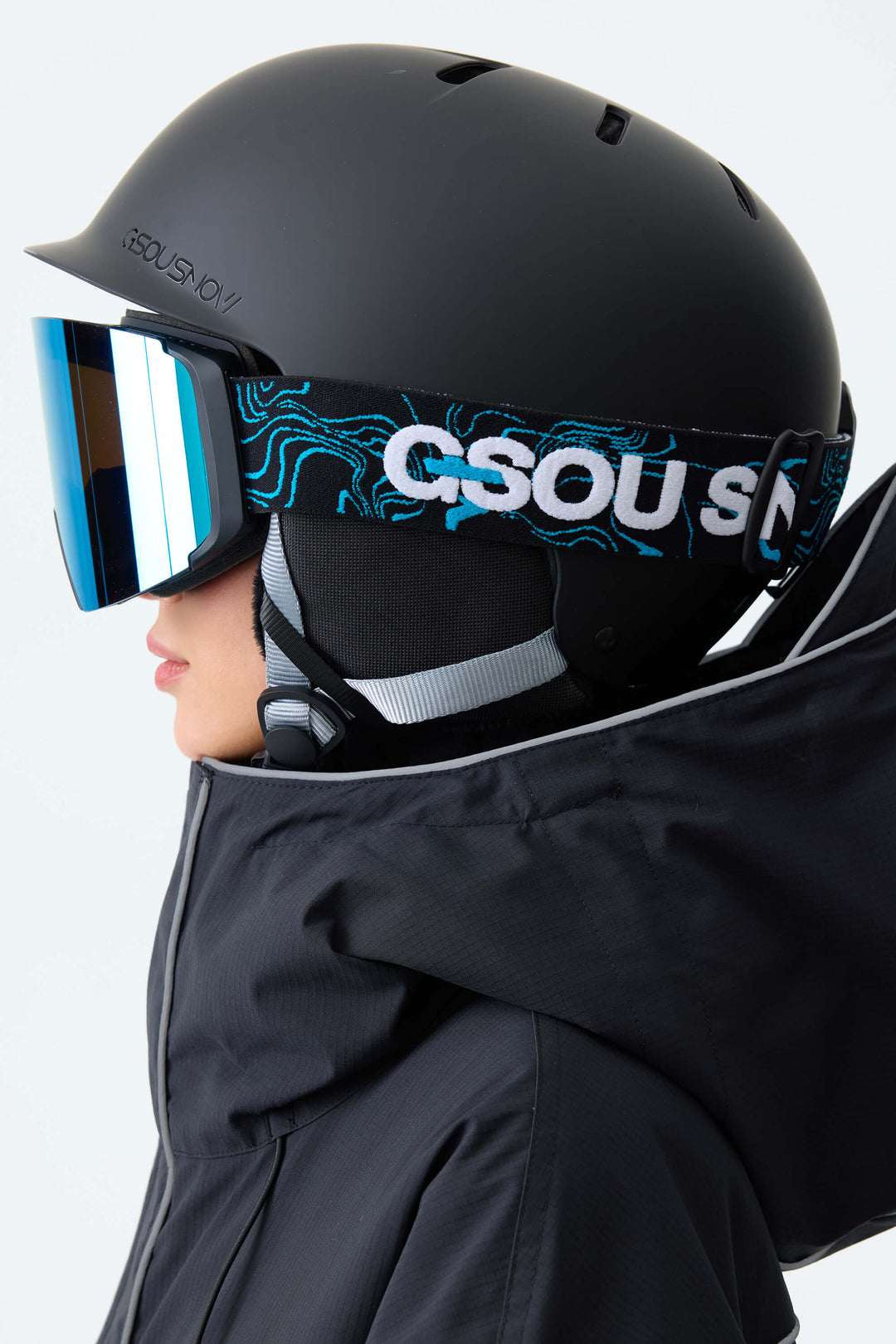 Unisex Blue Bold Logo Cylindrical Magnetic Ski Goggles