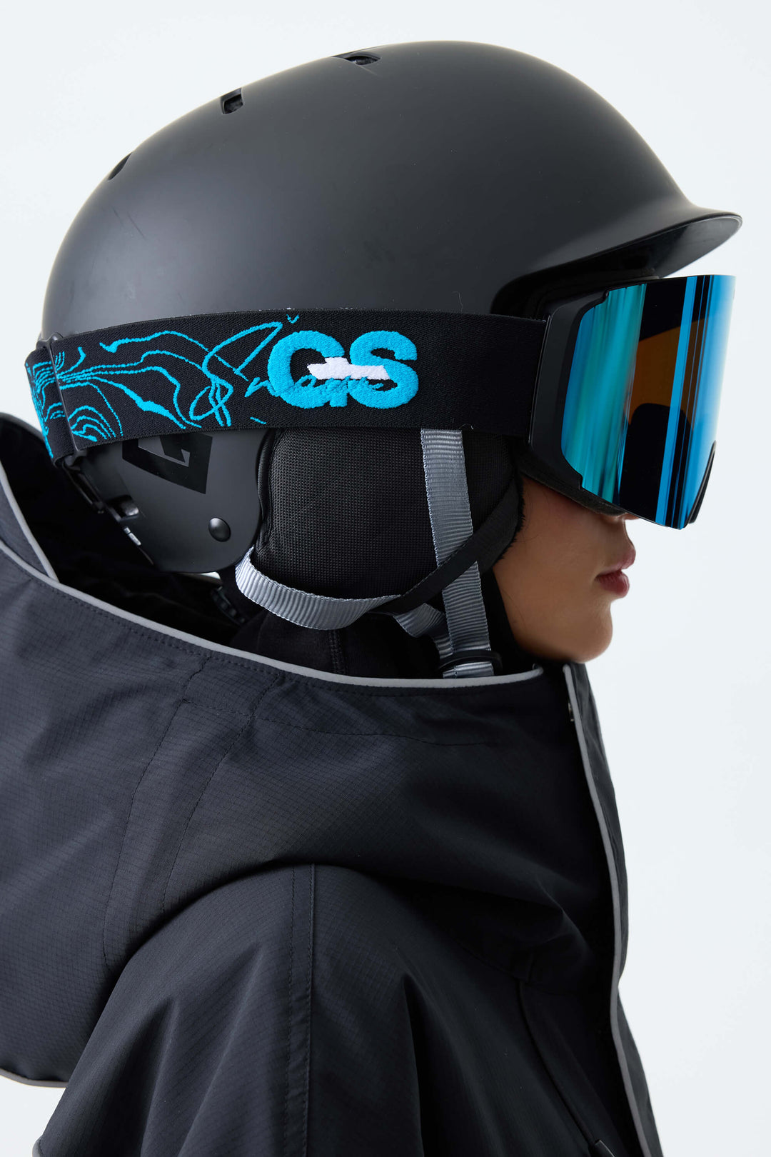 Unisex Blue Bold Logo Cylindrical Magnetic Ski Goggles