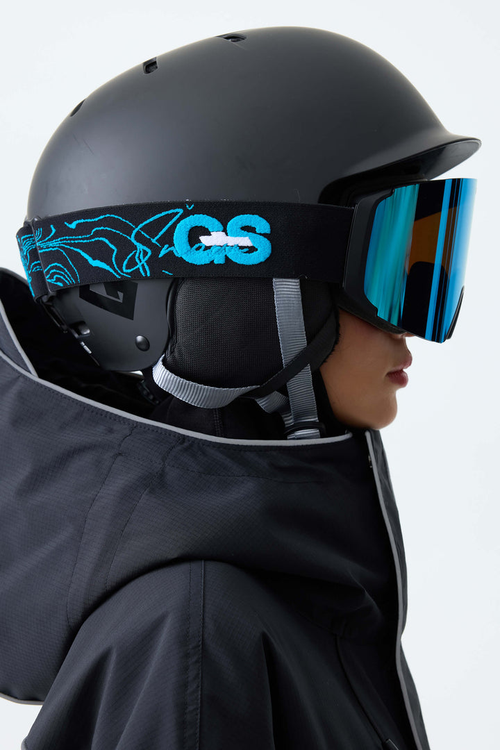 Unisex Blue Bold Logo Cylindrical Magnetic Ski Goggles