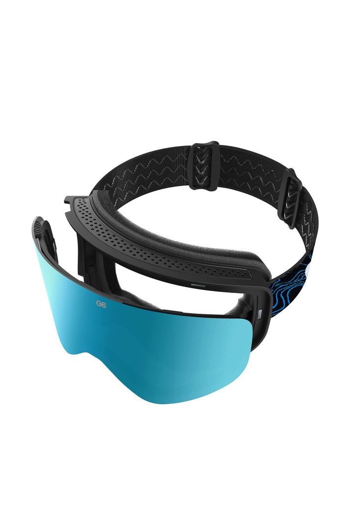 Unisex Blue Bold Logo Cylindrical Magnetic Ski Goggles