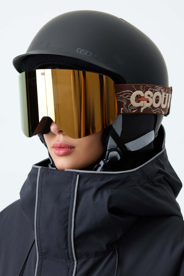 Unisex Black Bold Logo Cylindrical Magnetic Ski Goggles