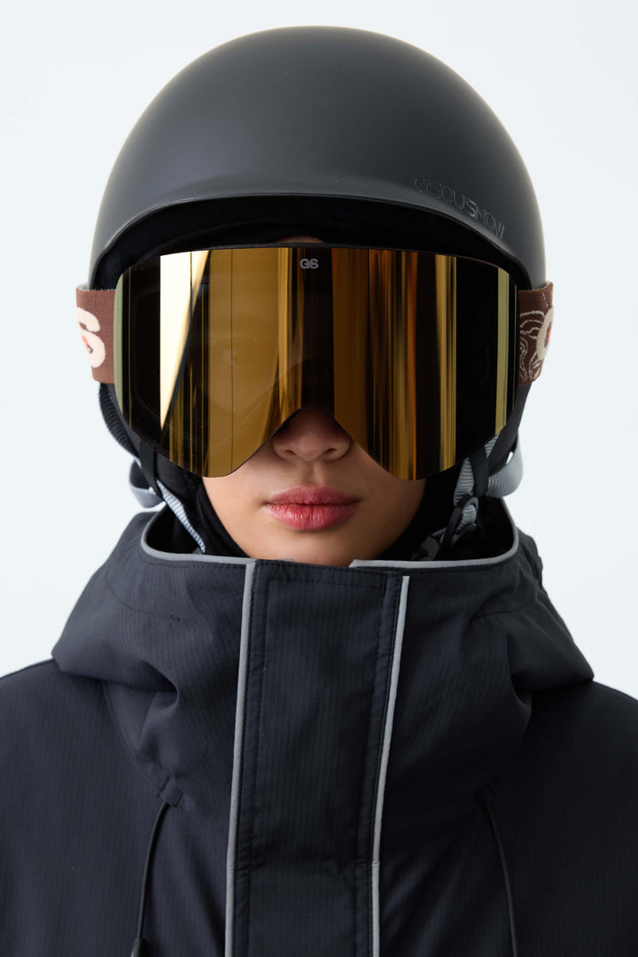 Unisex Black Bold Logo Cylindrical Magnetic Ski Goggles
