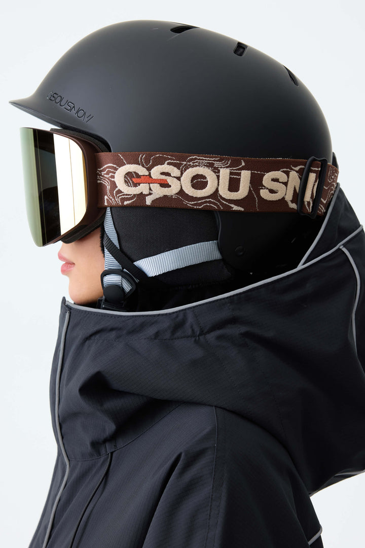 Unisex Gold Bold Logo Cylindrical Magnetic Ski Goggles