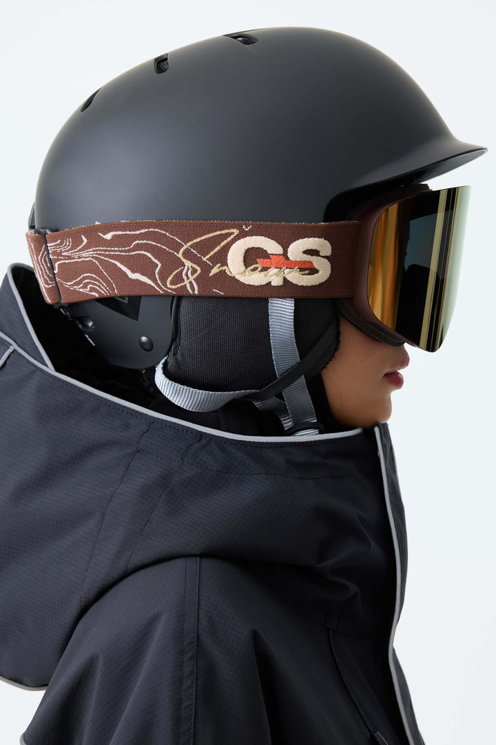 Unisex Gold Bold Logo Cylindrical Magnetic Ski Goggles